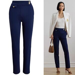 LAUREN RALPH LAUREN Women's Ponte Ankle Navy Pants